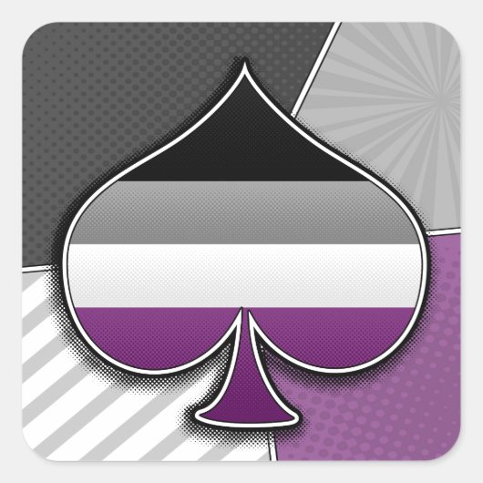 Halftone Asexual Pride Ace Symbol met vlag Vierkante Sticker (Voorkant)