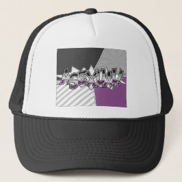 Halftone Asexual Pride Typografie met vlag Trucker Pet