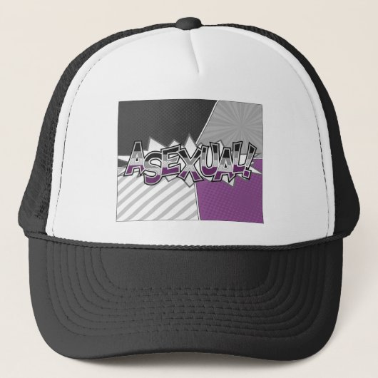 Halftone Asexual Pride Typografie met vlag Trucker Pet (Voorkant)