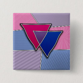 Halftone Bisexual Pride Triangles met vlag Vierkante Button 5,1 Cm
