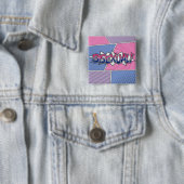 Halftone Bisexual Pride Typografie met vlag Vierkante Button 5,1 Cm (In situ)