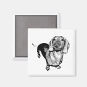 Halftone Black en White Photo Dachsund Doxie Magneet (Voorkant / Achterkant)
