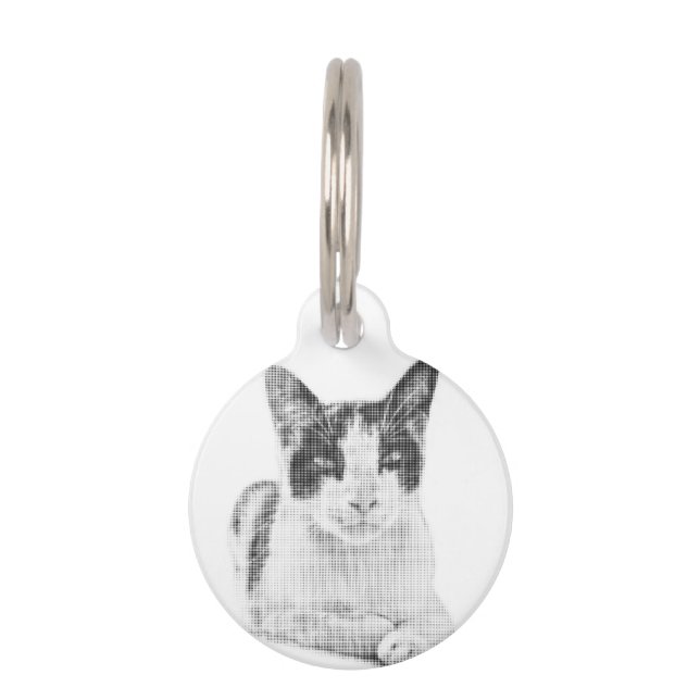 Halftone Calico Charme Huisdierpenning (Voorkant)