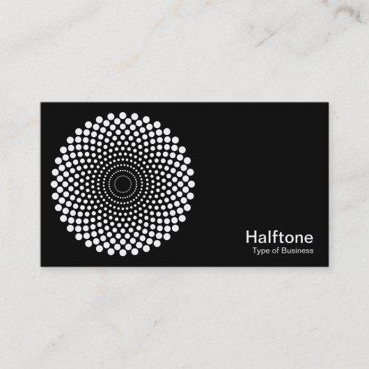 Halftone Circle 02 - White on Black Visitekaartje (Voorkant)