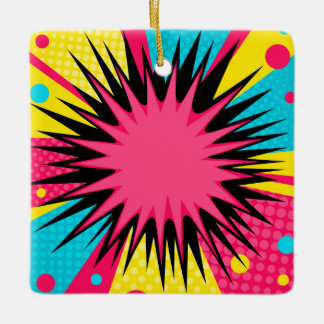 Halftone Comic Starburst Rand Keramisch Ornament