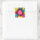 Halftone Comic Starburst-rand Vierkante Sticker (Tas)