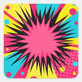 Halftone Comic Starburst-rand Vierkante Sticker