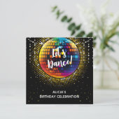 Halftone Disco Laten we dansen Verjaardag uitnodig (Staand voorkant)