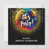 Halftone Disco Laten we feestje Verjaardag uitnodi (Voorkant)