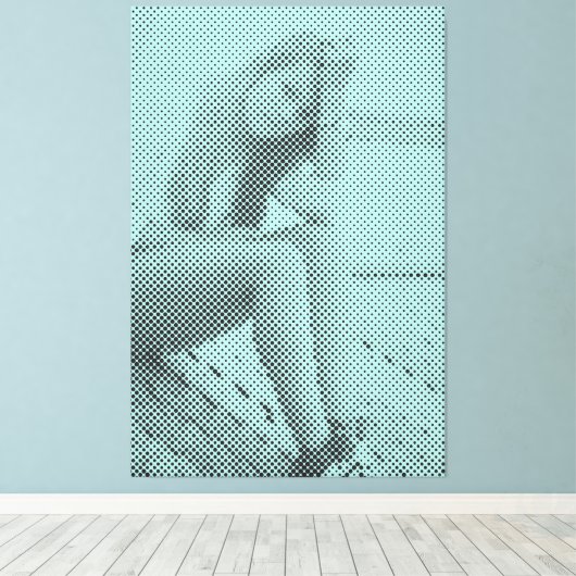 Halftone-effecten van zwart&Waterverf-effect Sitti Canvas Afdruk (Insitu (Houten vloer))