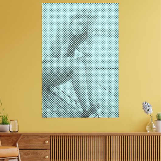 Halftone-effecten van zwart&Waterverf-effect Sitti Canvas Afdruk (Insitu (Woonkamer))