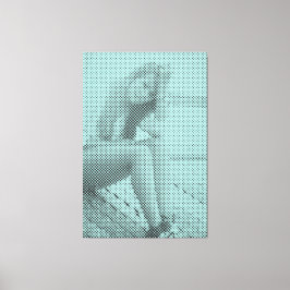 Halftone-effecten van zwart&Waterverf-effect Sitti Canvas Afdruk