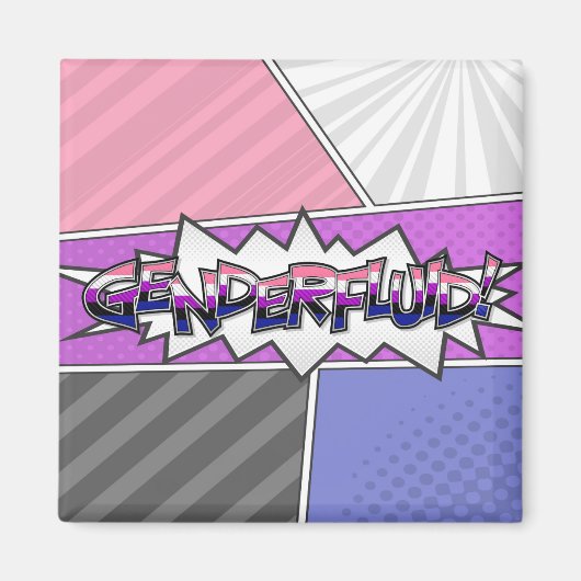 Halftone Gender Fluid Pride Typografie met vlag Magneet (Voorkant)