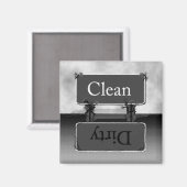 Halftone Grey Dirty Clean Dishwasher Magnet (Voorkant / Achterkant)