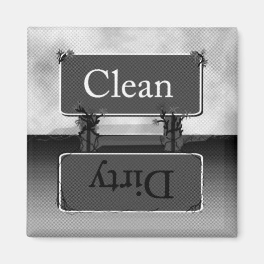 Halftone Grey Dirty Clean Dishwasher Magnet (Voorkant)