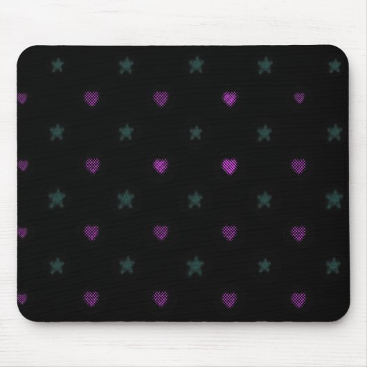 Halftone Hearts en sterren Muismat (Voorkant)