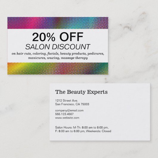 Halftone kleuren (kortingskaart) kortingskaartje (Voorkant / Achterkant)