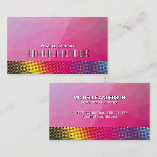 Halftone Kleuren | Magenta Geometrisch Visitekaartje (Voorkant / Achterkant)