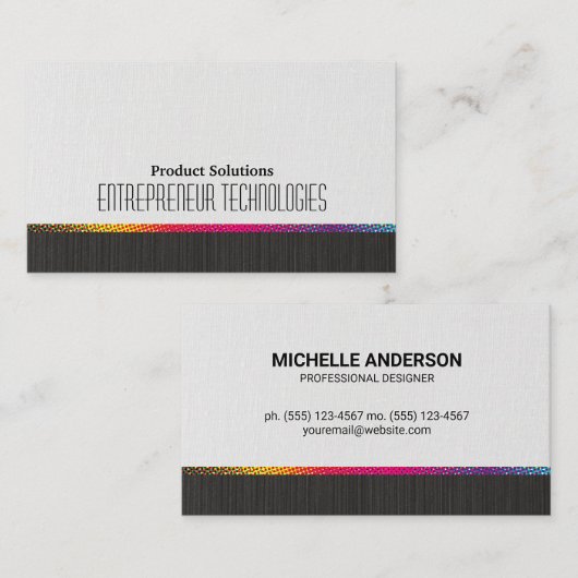 Halftone kleuren | Zwarte witte textuur Visitekaartje (Voorkant / Achterkant)