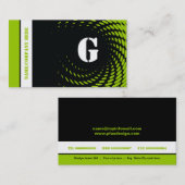 Halftone monogram zwart groene visitekaartjes (Voorkant / Achterkant)