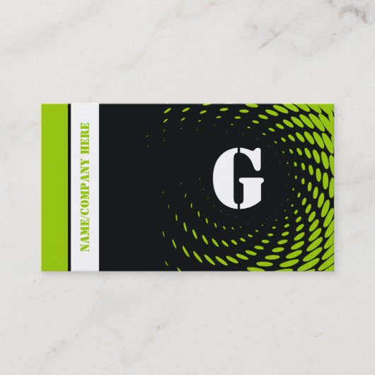 Halftone monogram zwart groene visitekaartjes (Voorkant)