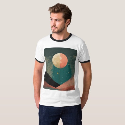 Halftone Moon Design T-shirt (Voorkant volledig)