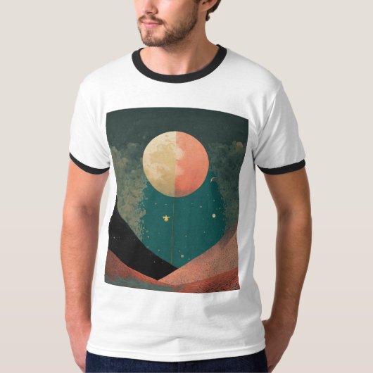 Halftone Moon Design T-shirt (Voorkant)