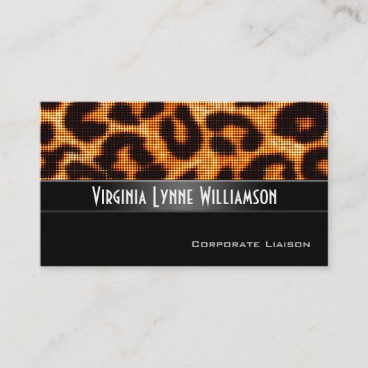 Halftone Oranje leopard Professional Visitekaartje (Voorkant)