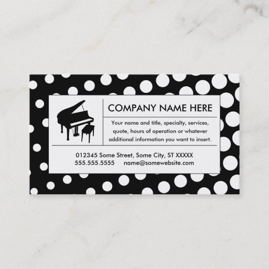 halftone piano visitekaartje (Voorkant)