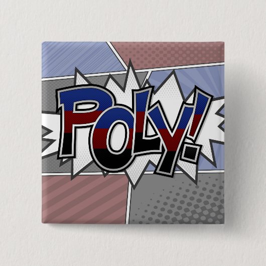 Halftone Poly Pride Typografie met vlag Vierkante Button 5,1 Cm (Voorkant)