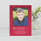 Halftone Red Photo Invitation Kaart (Staand voorkant)