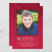 Halftone Red Photo Invitation Kaart (Voorkant / Achterkant)