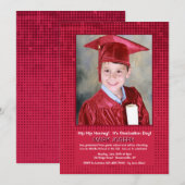 Halftone Red Photo Invitation Kaart (Voorkant / Achterkant)