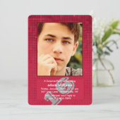 Halftone Red Photo Invitation Kaart (Staand voorkant)