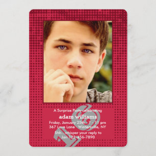 Halftone Red Photo Invitation Kaart