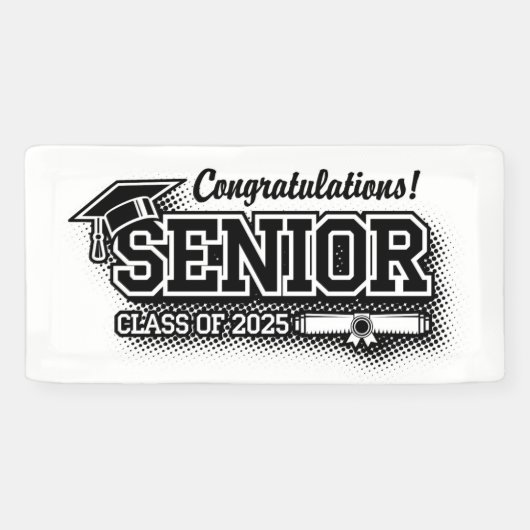 Halftone Retro Congrats Senior Class van 2025 Spandoek (Horizontaal)