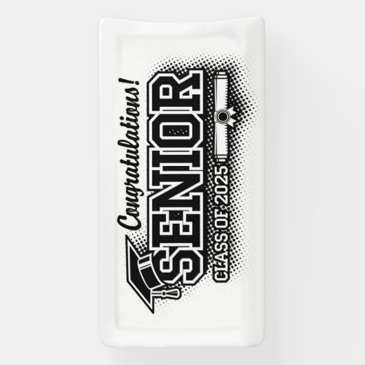 Halftone Retro Congrats Senior Class van 2025 Spandoek (Verticaal)