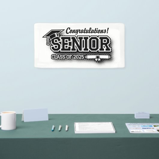 Halftone Retro Congrats Senior Class van 2025 Spandoek (Beurs)