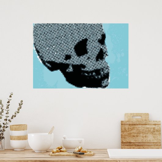 Halftone Skull Poster (Keuken)