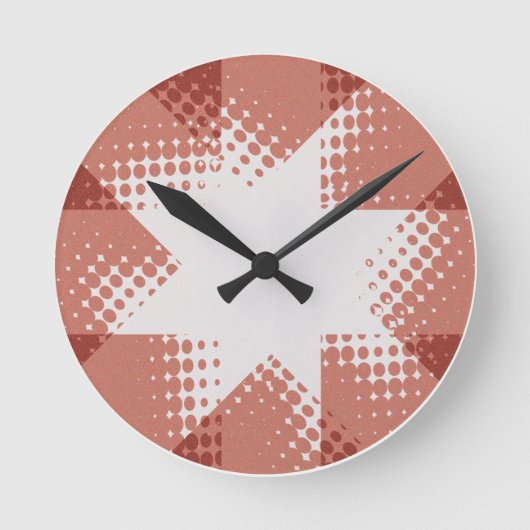 Halftone star clock ronde klok (Voorkant)