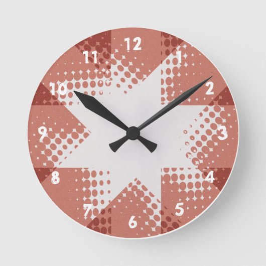 Halftone star clock ronde klok (Voorkant)