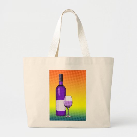 halftone stripwijn glas en fles grote tote bag (Voorkant)