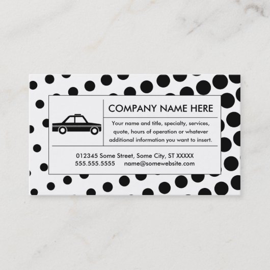 halftone taxicabine visitekaartje (Voorkant)