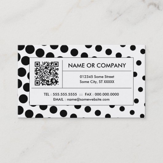 halftone zwart-witte QR-code Visitekaartje (Voorkant)
