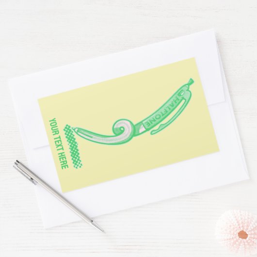 Halftonen groene pen pop kunst rechthoekige sticker (Envelop)