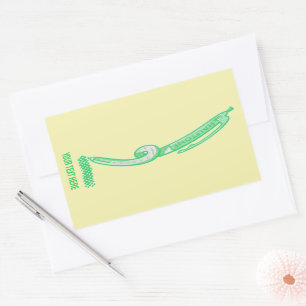 Halftonen groene pen pop kunst rechthoekige sticker