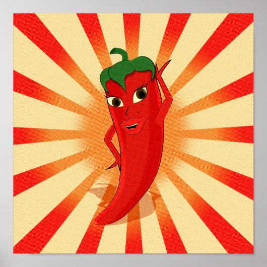 Halftonen voor krantenpapier Rode Pepper Diva Poster (Voorkant)