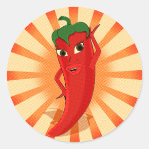 Halftonen voor krantenpapier Rode Pepper Diva Ronde Sticker