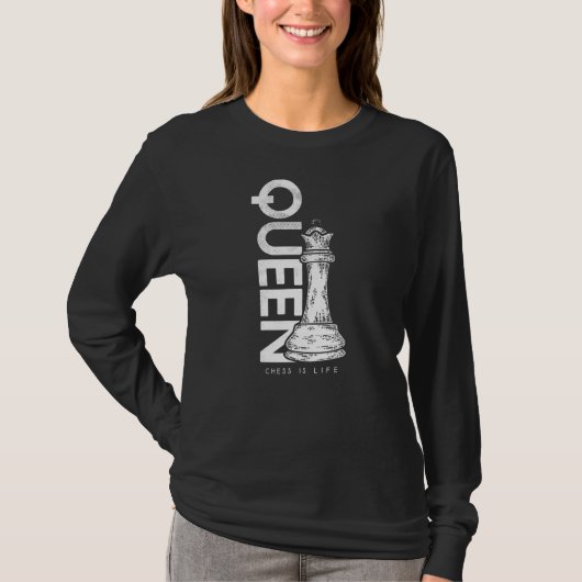 Halftoon Koningin Schaakstuk Meme T-shirt (Voorkant)