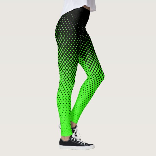 Halftoon Zwart en Groen Leggings (Rechts)